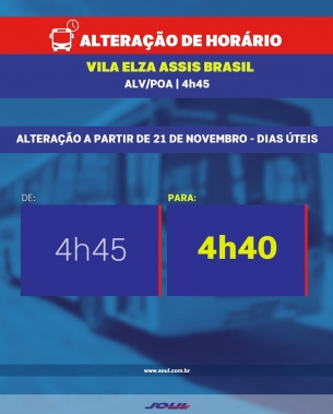 Ajuste de horário linha Vila Elza