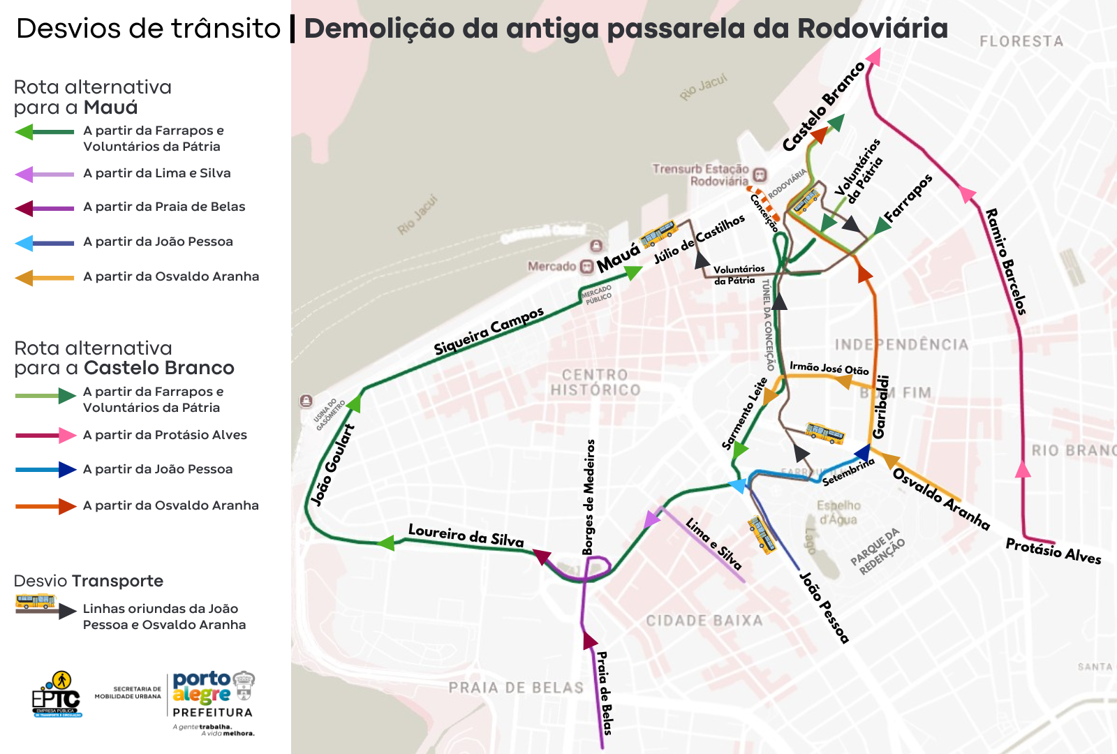Entorno da Rodoviária terá bloqueio de trânsito para demolição de passarela