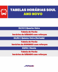 Soul divulga tabela horária especial para o Ano Novo - Mobilidade Porto ...